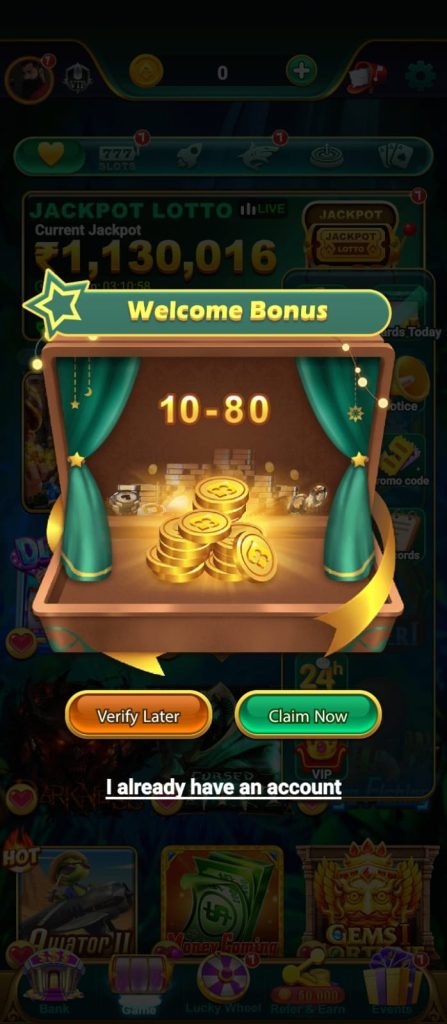 Rummy Zip registration and welcome bonus