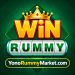 Win Rummy app home screen with rummy and Teen Patti games on an Android phone