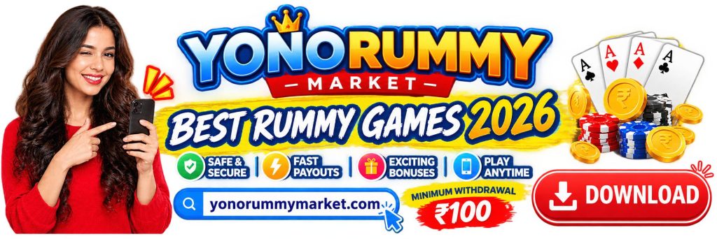Yono Rummy Market banner featuring Best Rummy Games 2026
