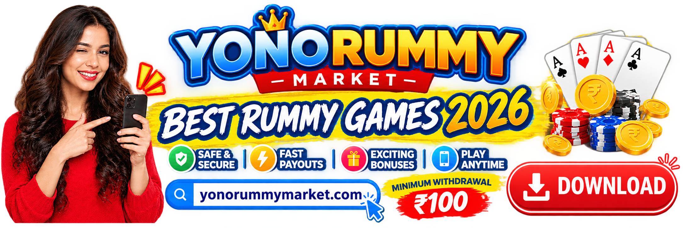 Yono Rummy Market banner featuring Best Rummy Games 2026